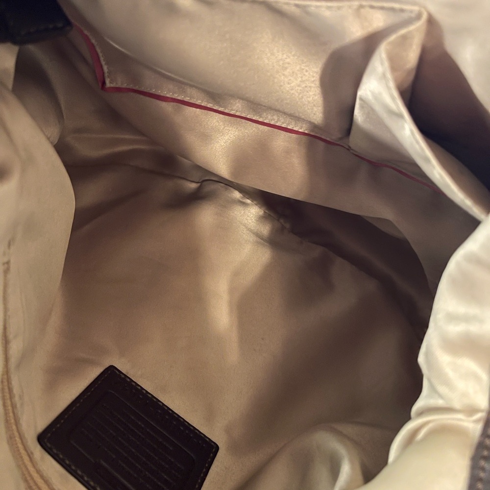 Coach Brown Signature Hobo Shoulder Bag with Scarf Accent - Picture 8 of 9